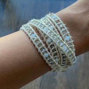 VICTORIA EMERSON Leather Wrap Bracelet white
